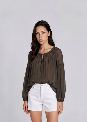 Kaufmanfranco Silk Black Sheer Blouse
