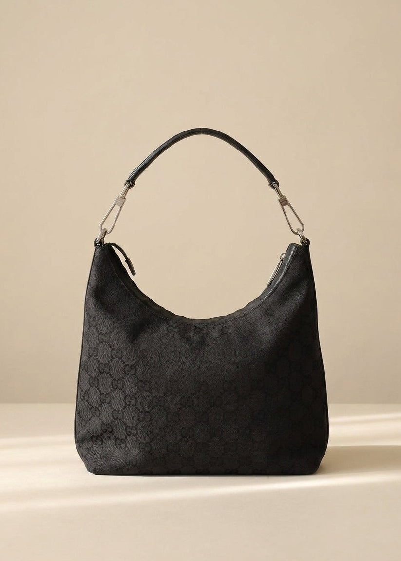 Gucci Black Monogram Canvas Shoulder Bag