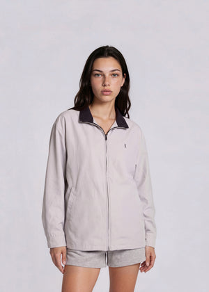 YSL Light Grey Windbreaker Bomber with Navy Logo