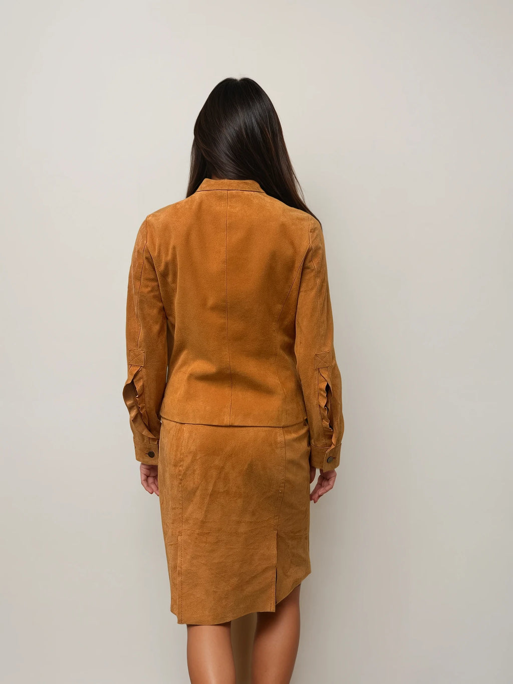Valentino Orange Suede Skirt Set