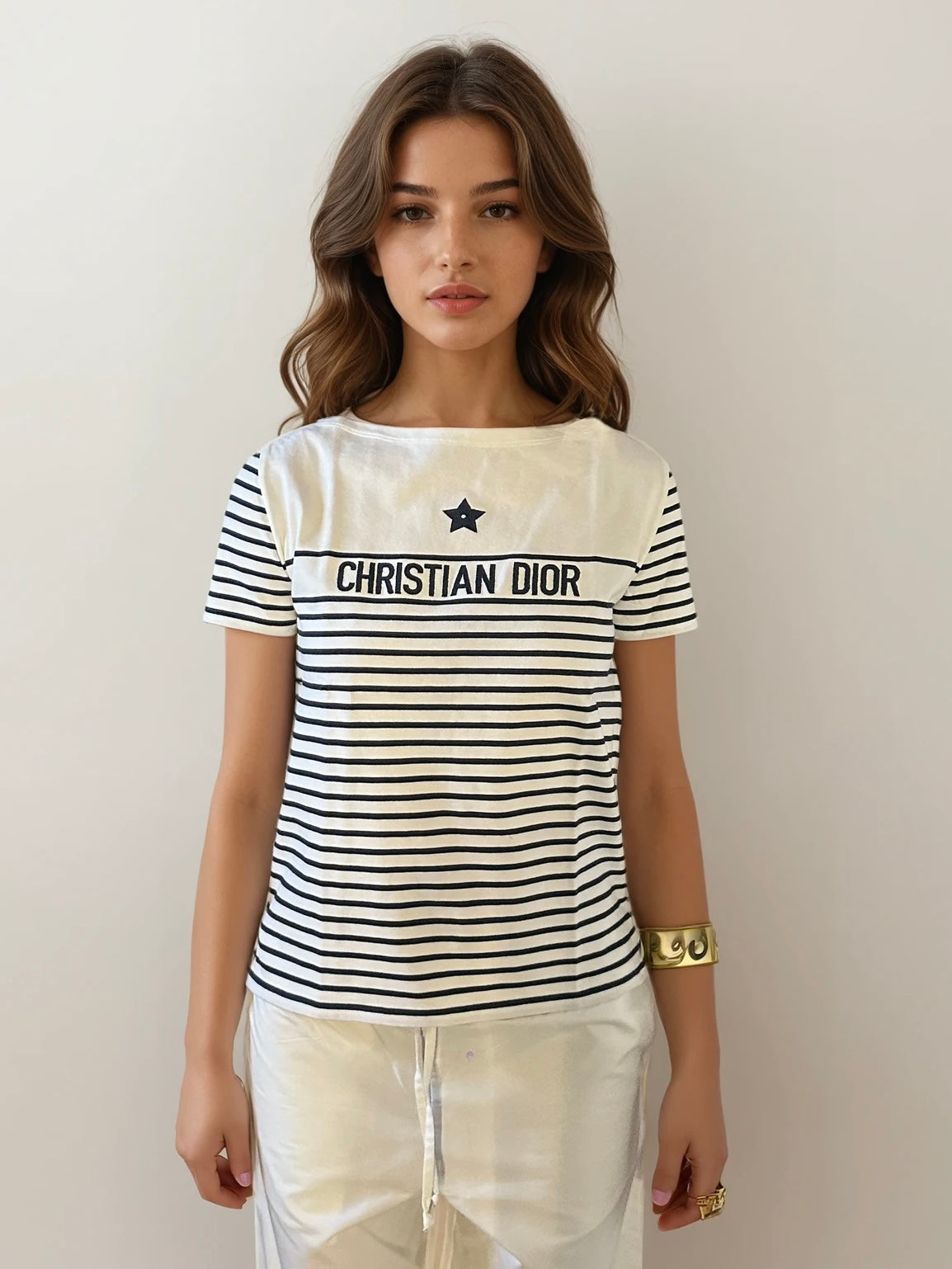 Dior Black and White Striped Tee