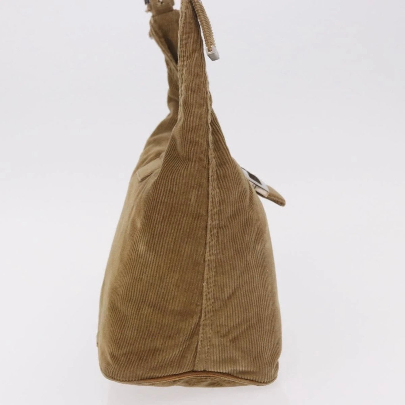 Fendi Tan Corduroy Rounded Baguette