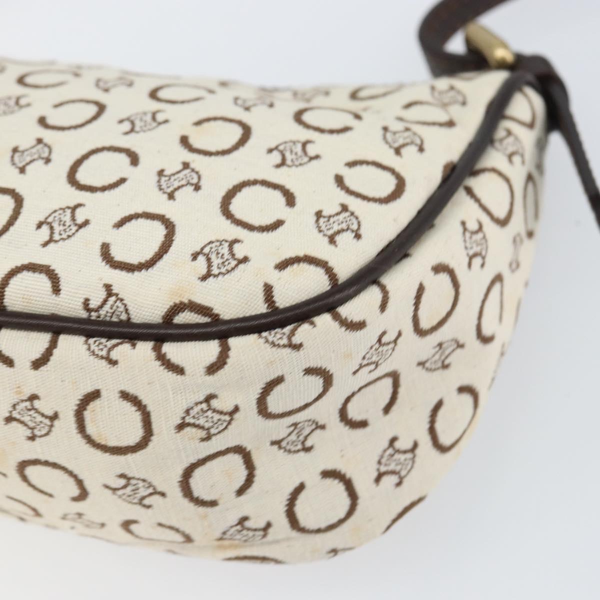 Celine White and Brown Monogram Shoulder Bag