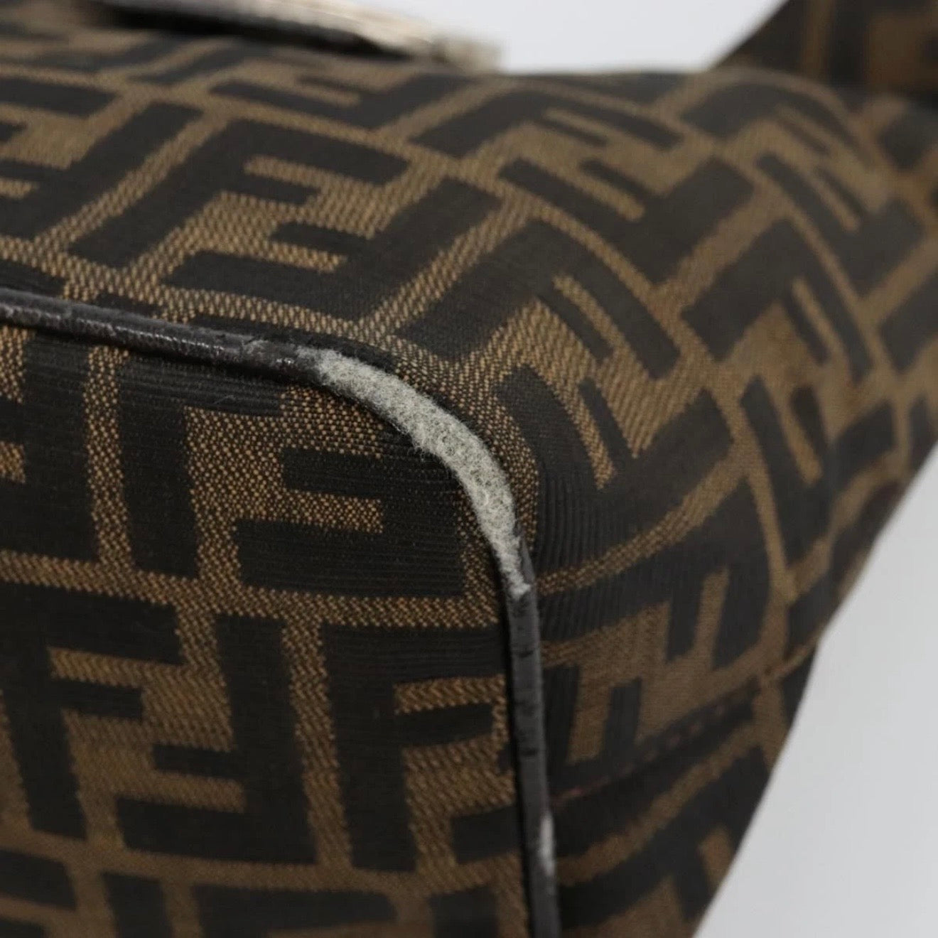 Fendi Brown Zucca Canvas Rounded Baguette