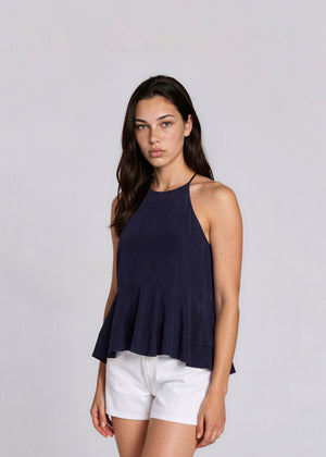 Ralph Lauren Navy Halter Silk Tank