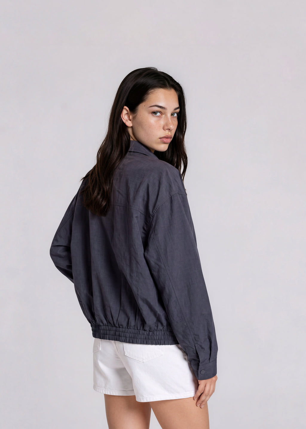 YSL Washed Blue Cargo Collared Bomber