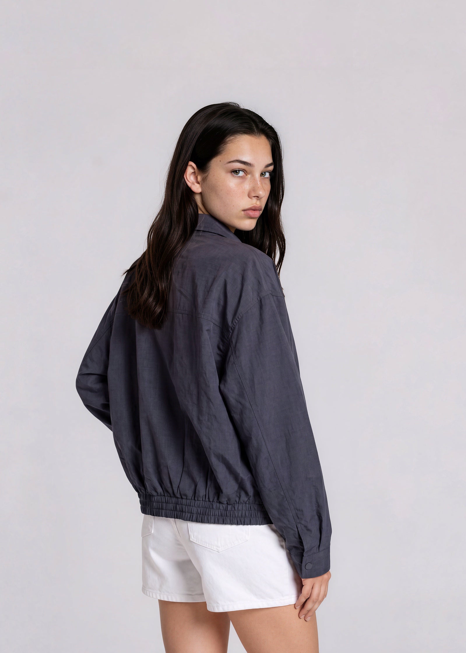 YSL Washed Blue Cargo Collared Bomber