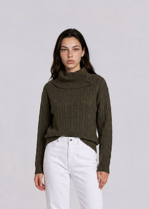 Ralph Lauren Green Wool Off the Shoulder Sweater