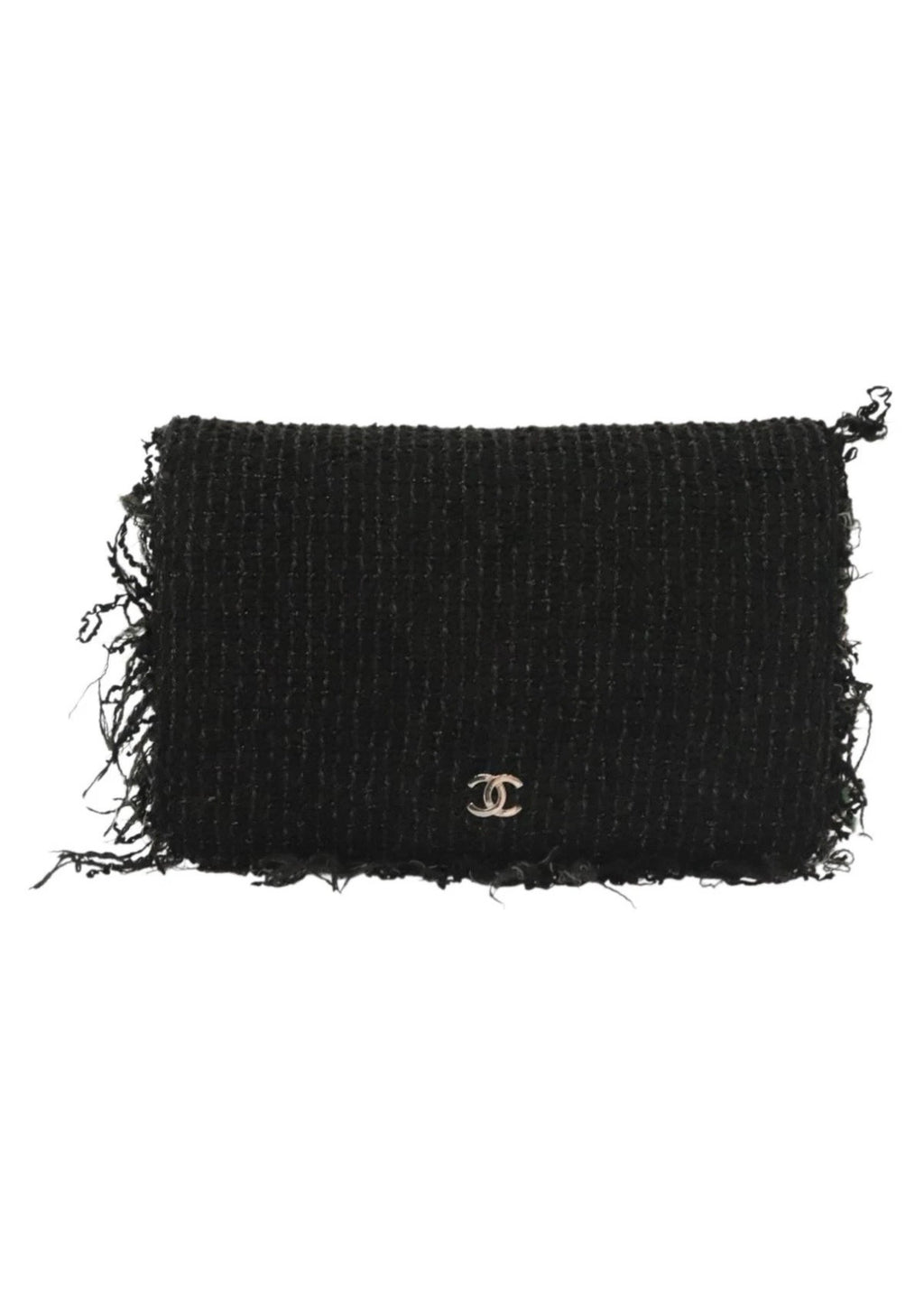 Chanel Black Tweed Fringe Flap Bag