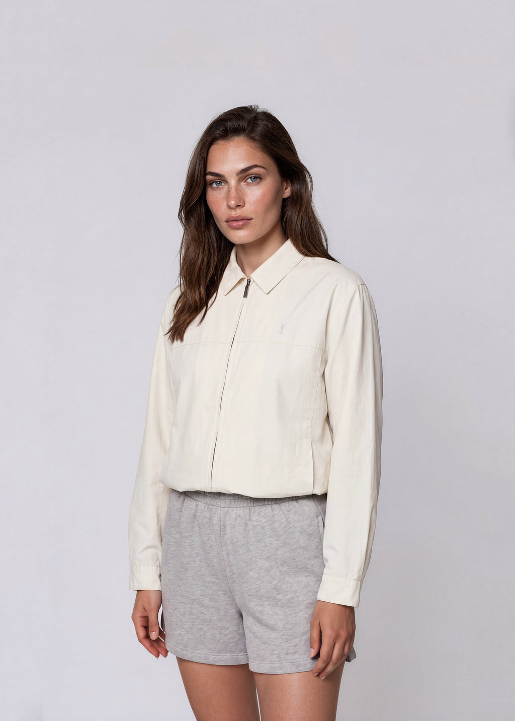 YSL Cream Classic Collared Bomber