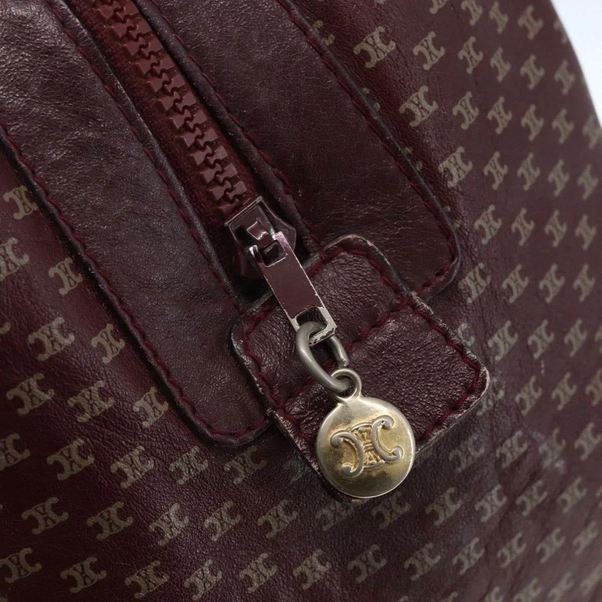 Celine Burgundy Monogram Boston Bag