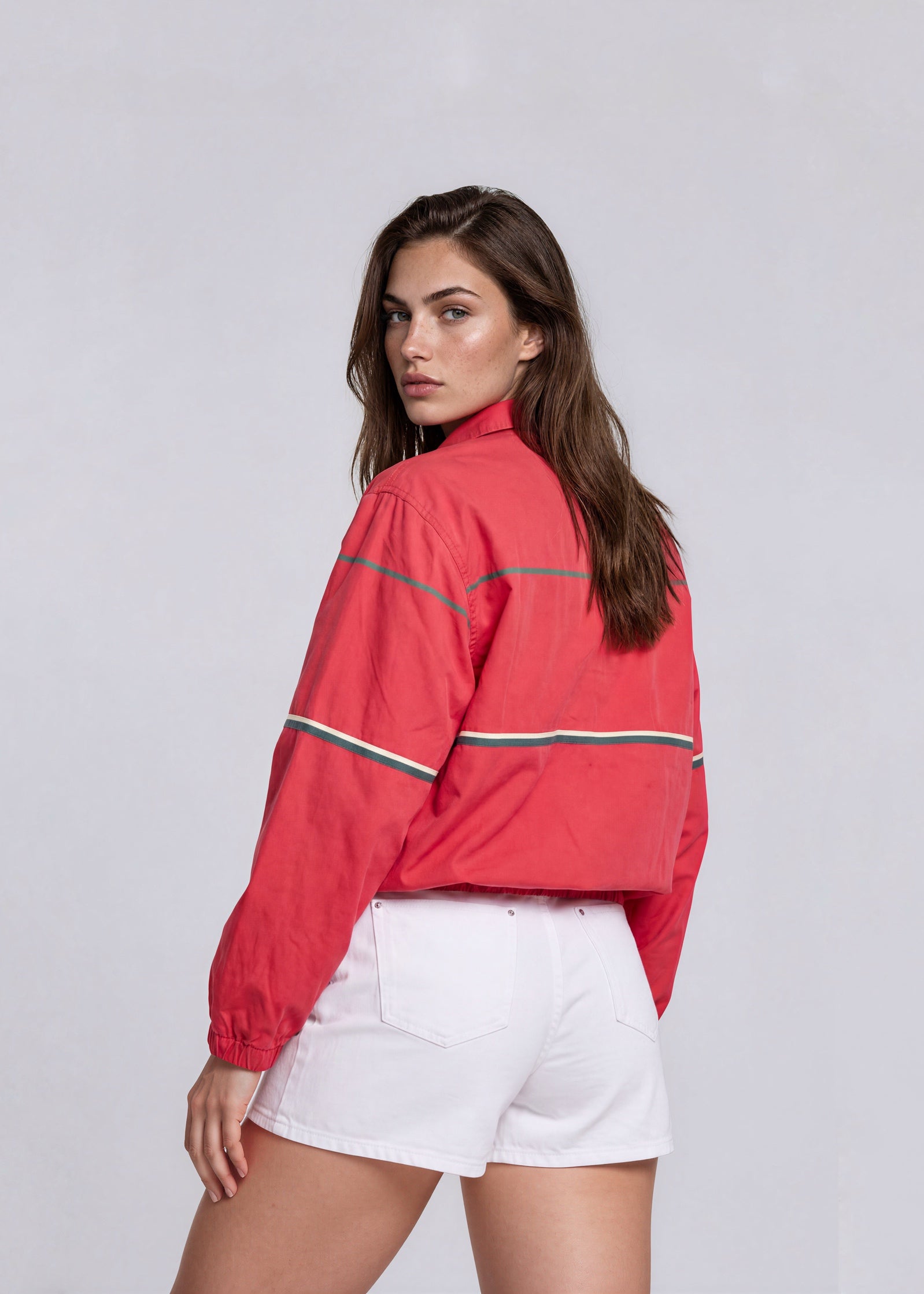 YSL Red Collared Stripe Bomber