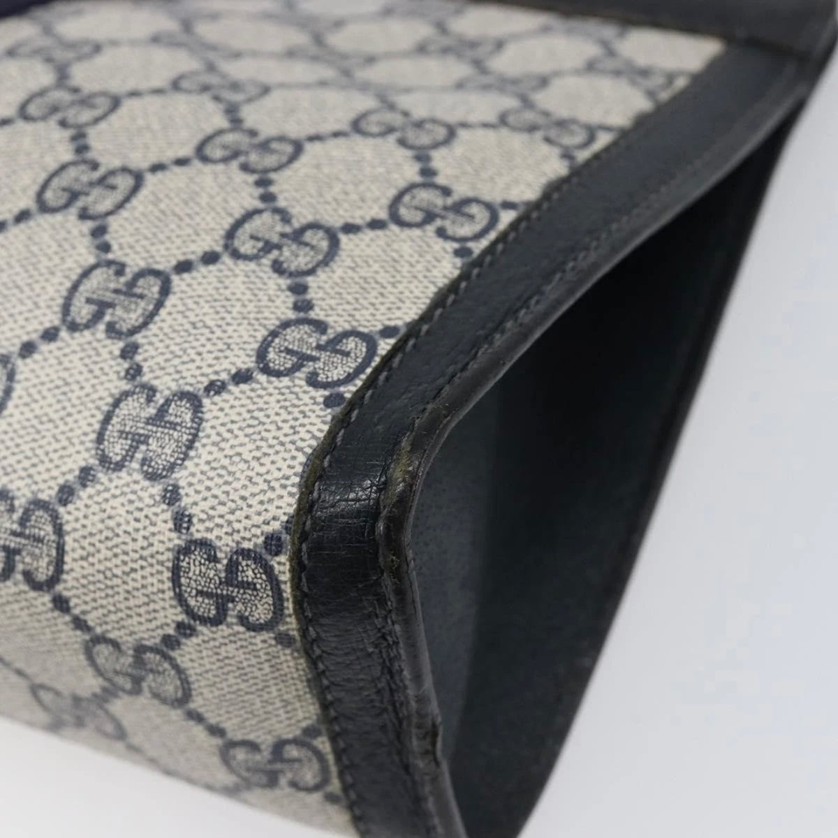 Gucci Navy Monogram Sherry Line Clutch