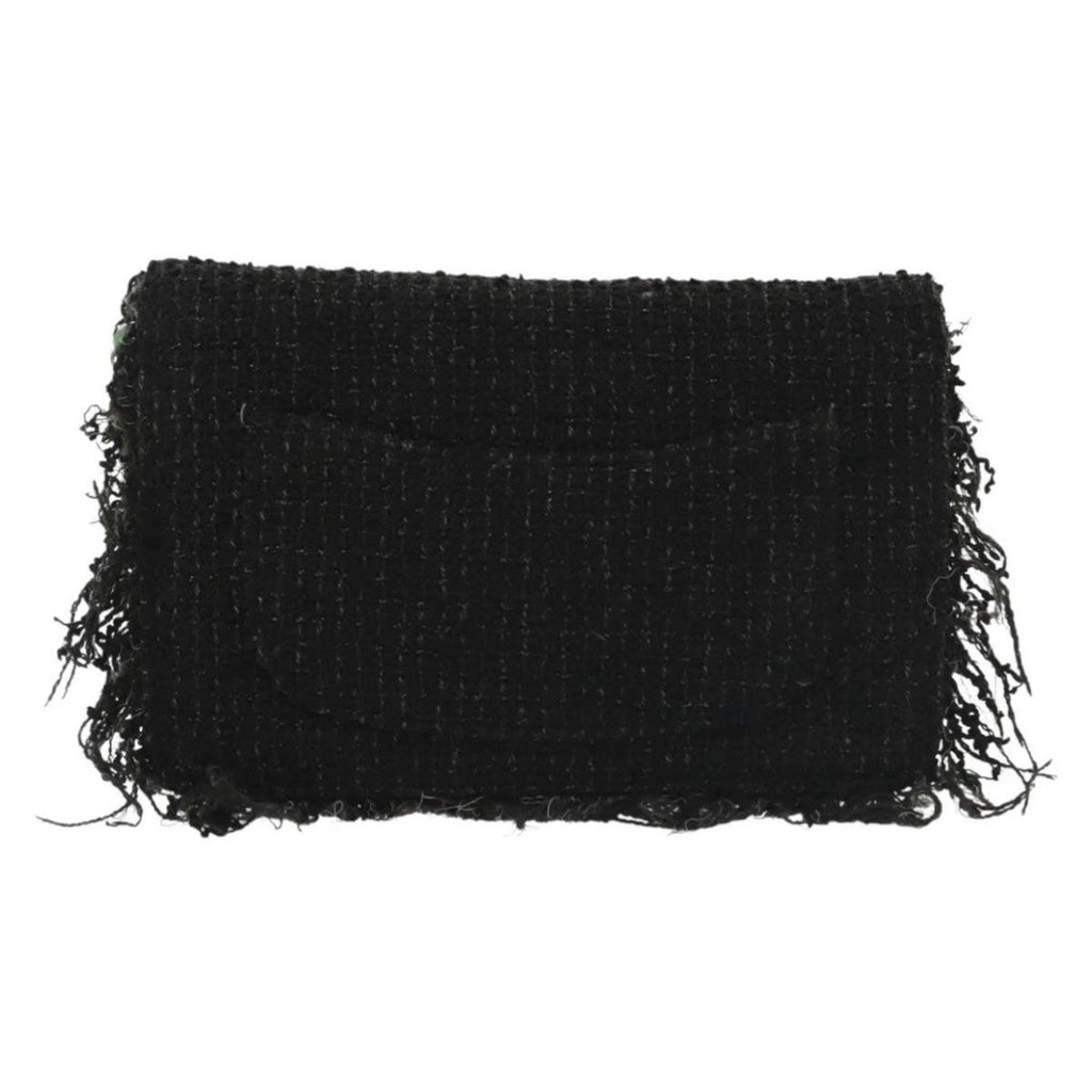 Chanel Black Tweed Fringe Flap Bag