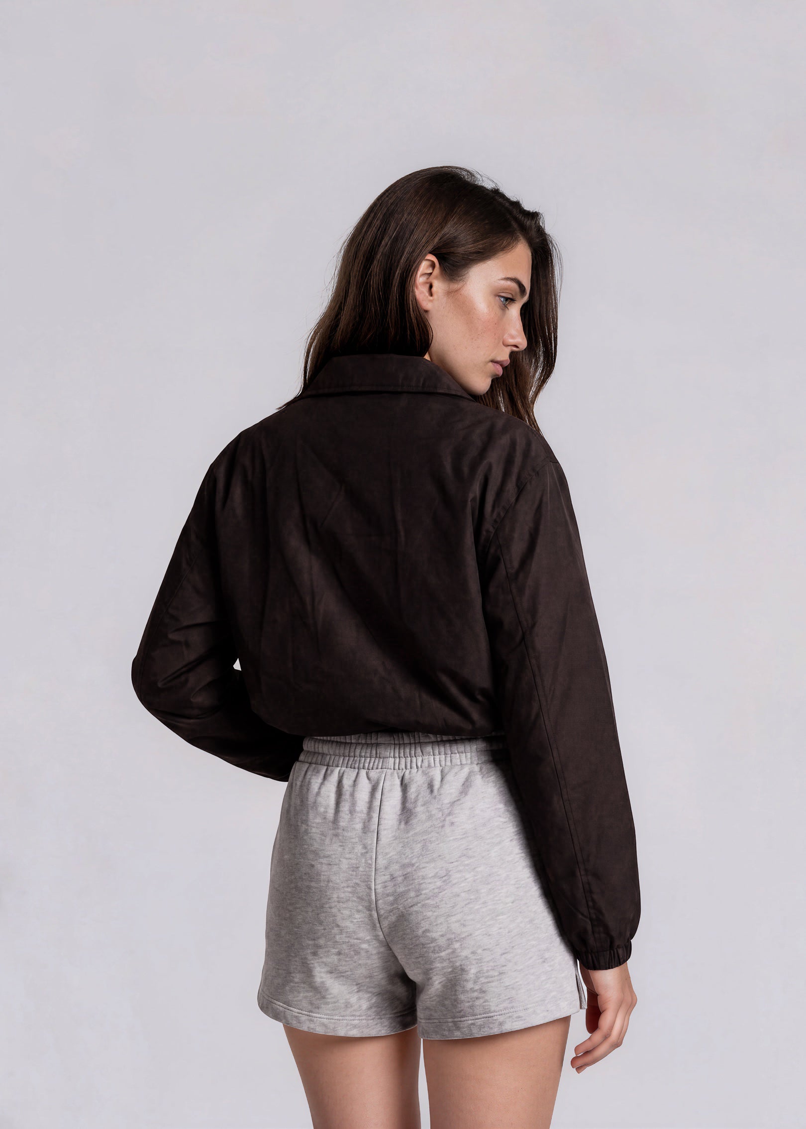 YSL Black Puffer Windbreaker Bomber with Brown Logo
