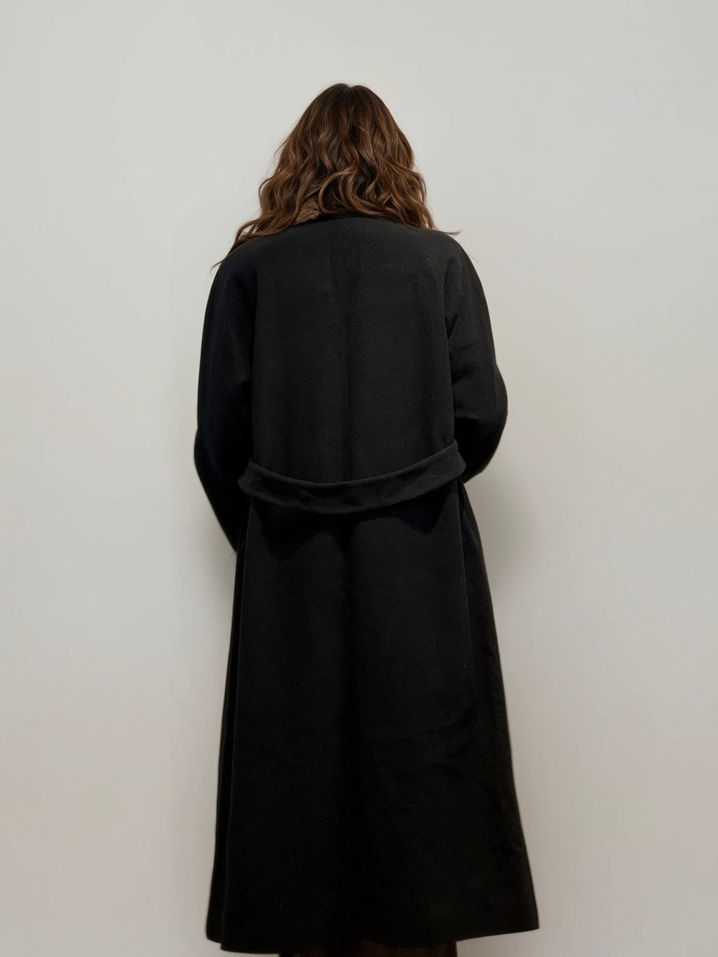 Black Wool Coat With Fur Collar