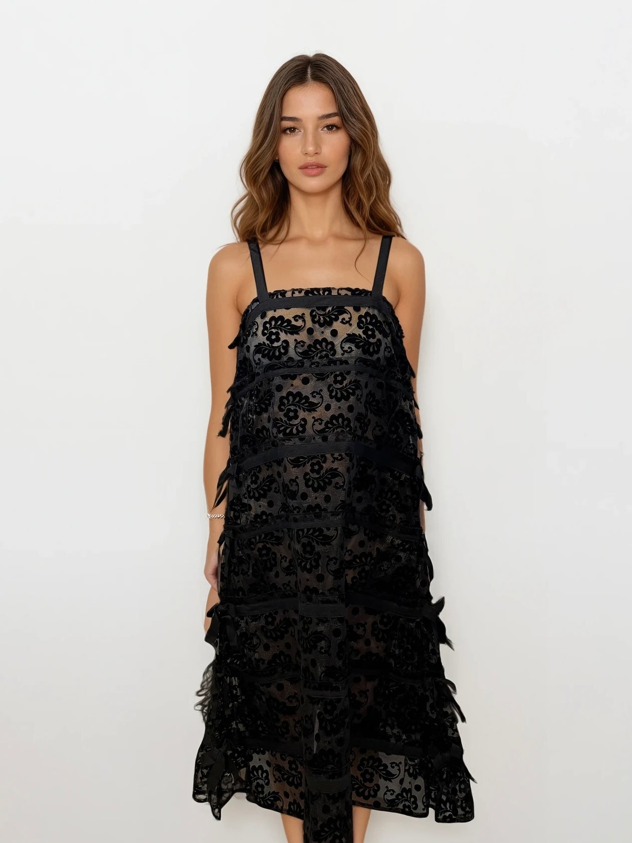 Commes des Garcons Black Sheer Midi Dress