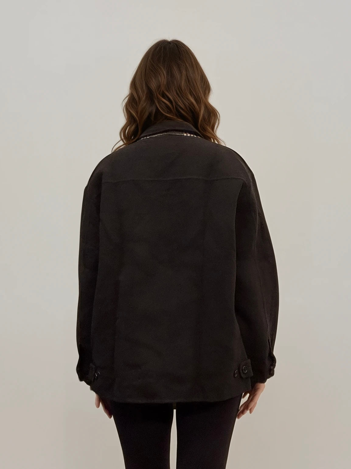 YSL Black Wool Bomber with Red Plaid Collar