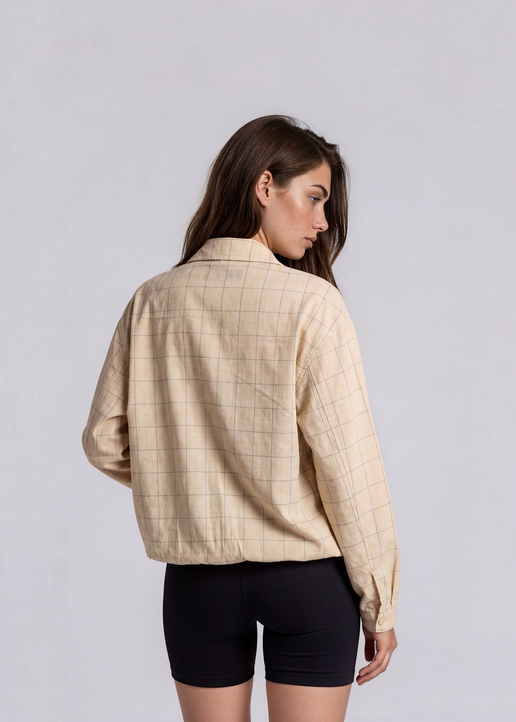 YSL Tan Checked Classic Collared Bomber