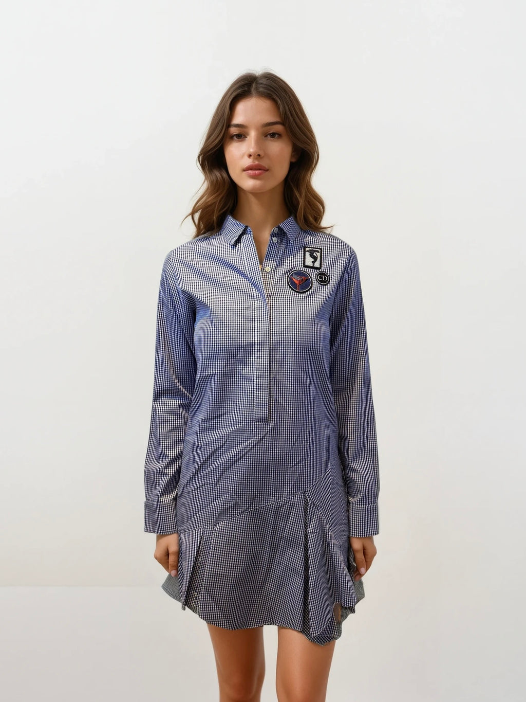 Dior Navy and White Checked Dress