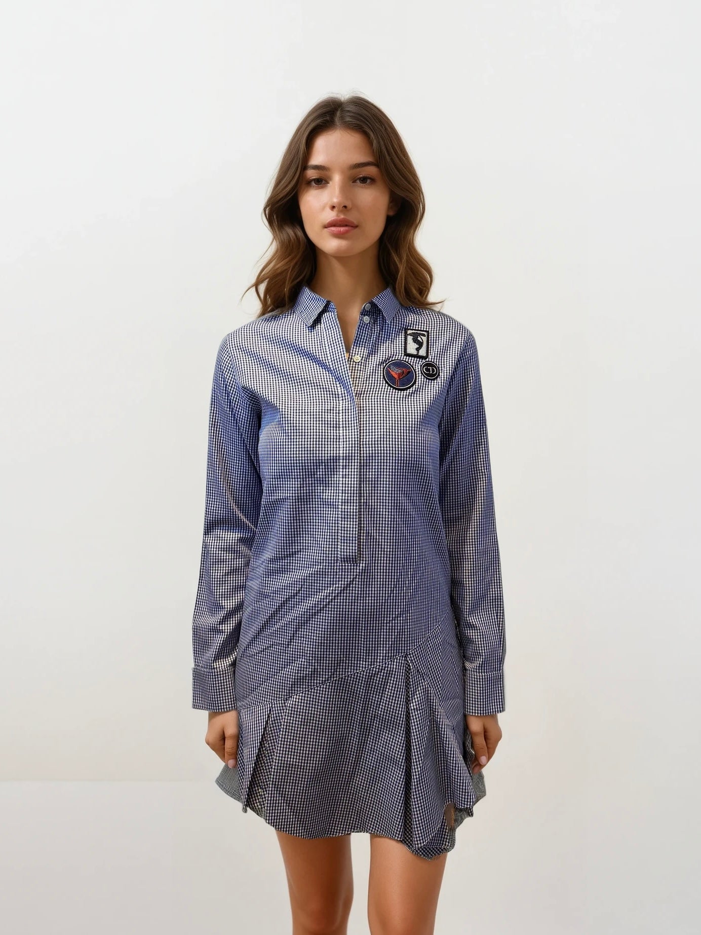 Dior Navy and White Checked Dress