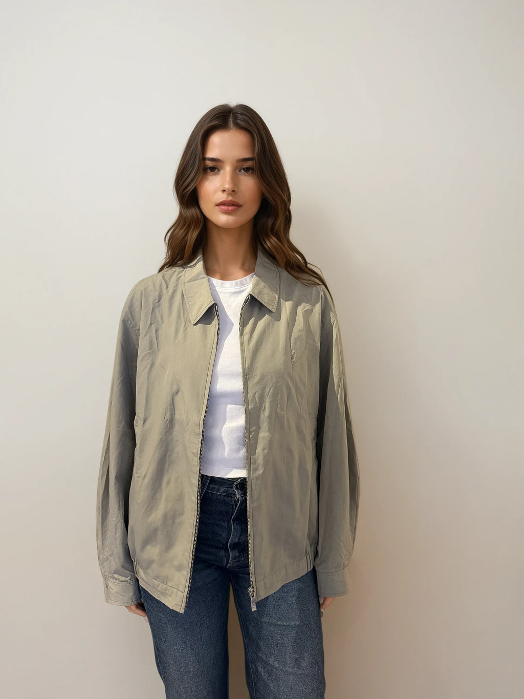 YSL Tan Bomber with Tan Logo