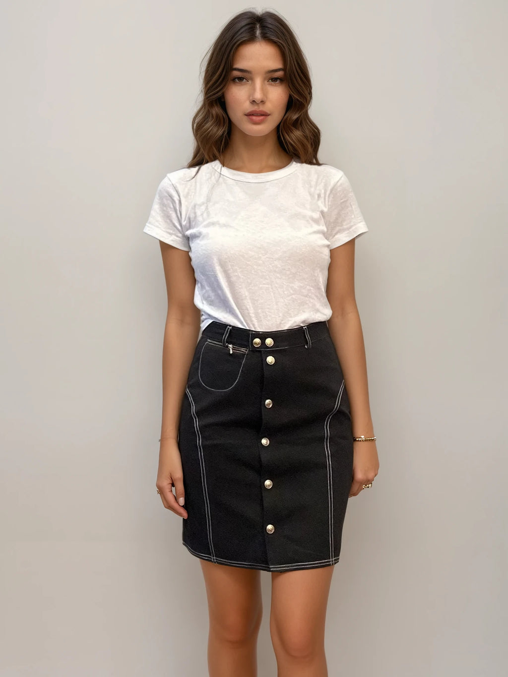 Gucci Black Button Skirt