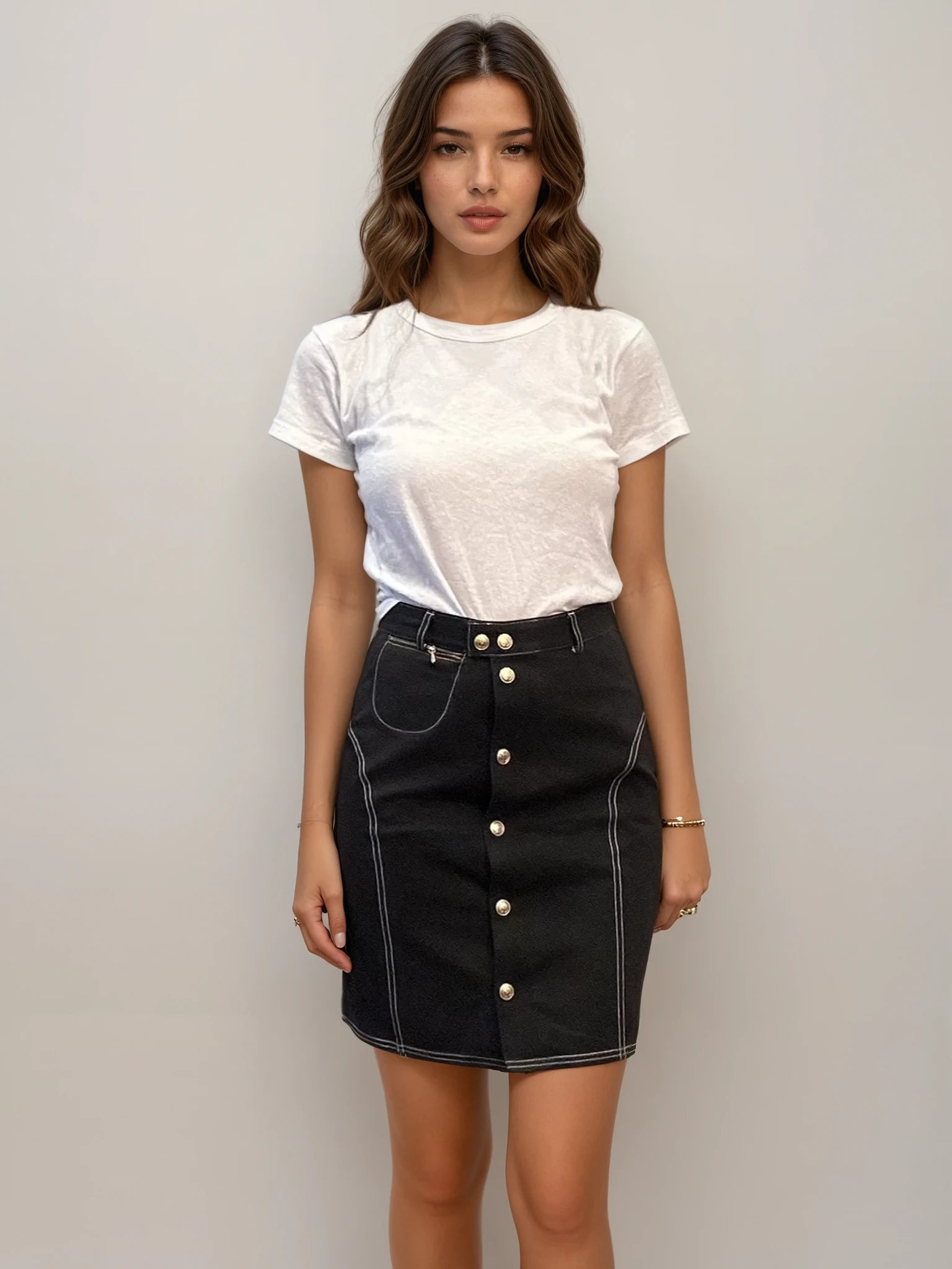 Gucci Black Button Skirt