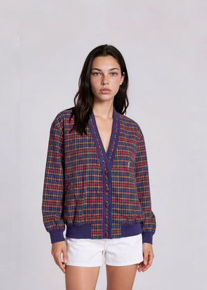 YSL Multicolor Plaid Cardigan
