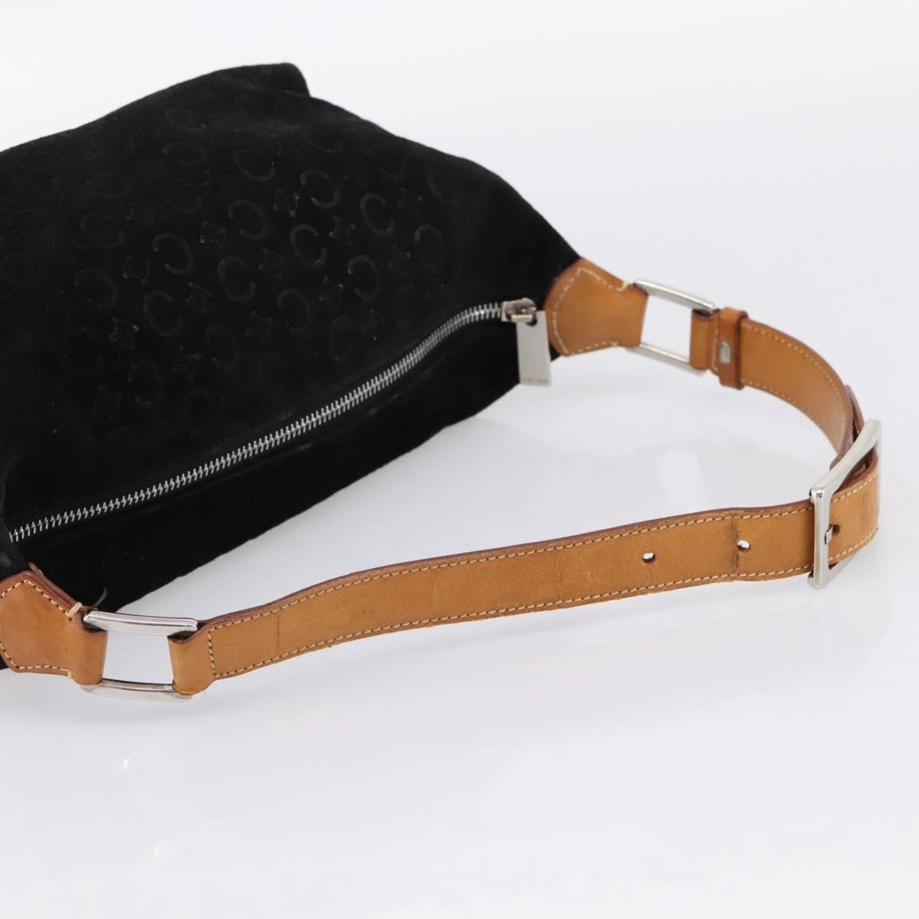 Celine Black Monogram Suede Shoulder Bag