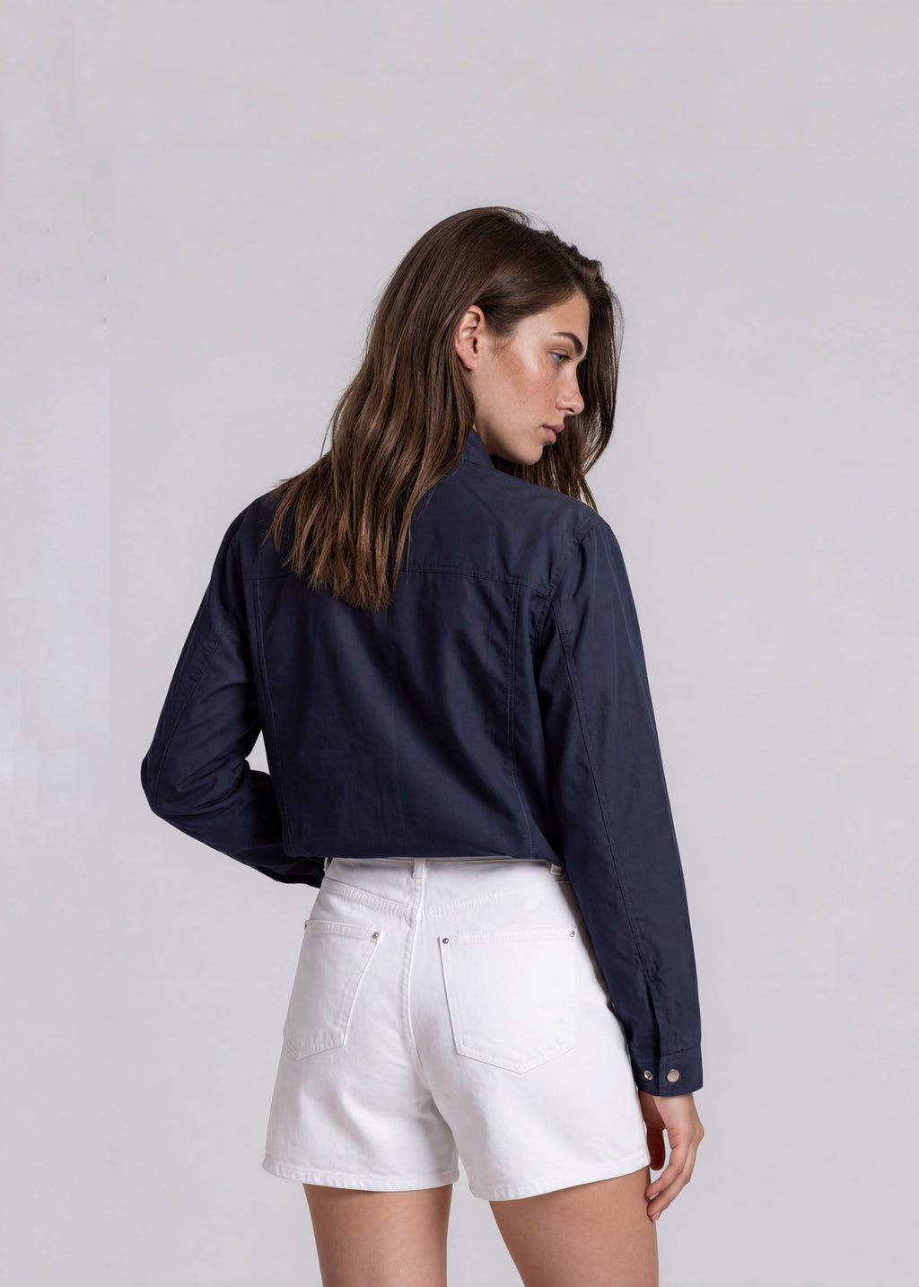 YSL Navy Stitch Detail Zip Bomber