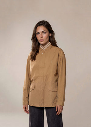 YSL Bronze and Beige Reversible Windbreaker Pocket Bomber