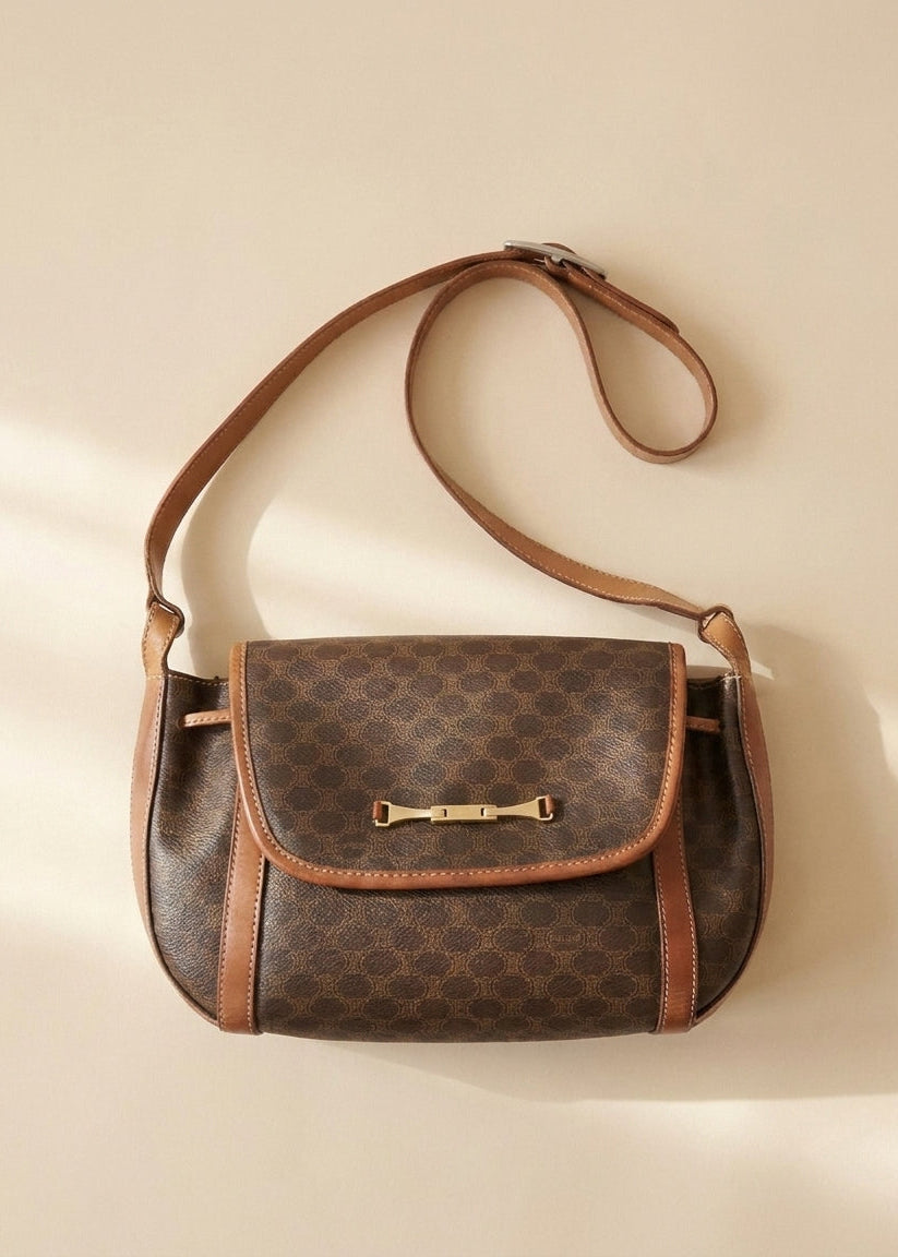 Celine Dark Brown Macadam Crossbody