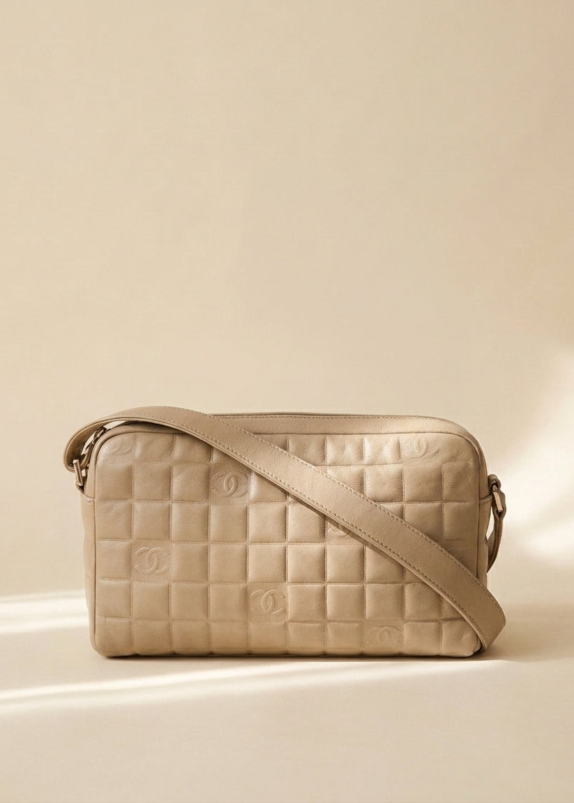 Chanel Tan Chocolate Bar Shoulder Bag