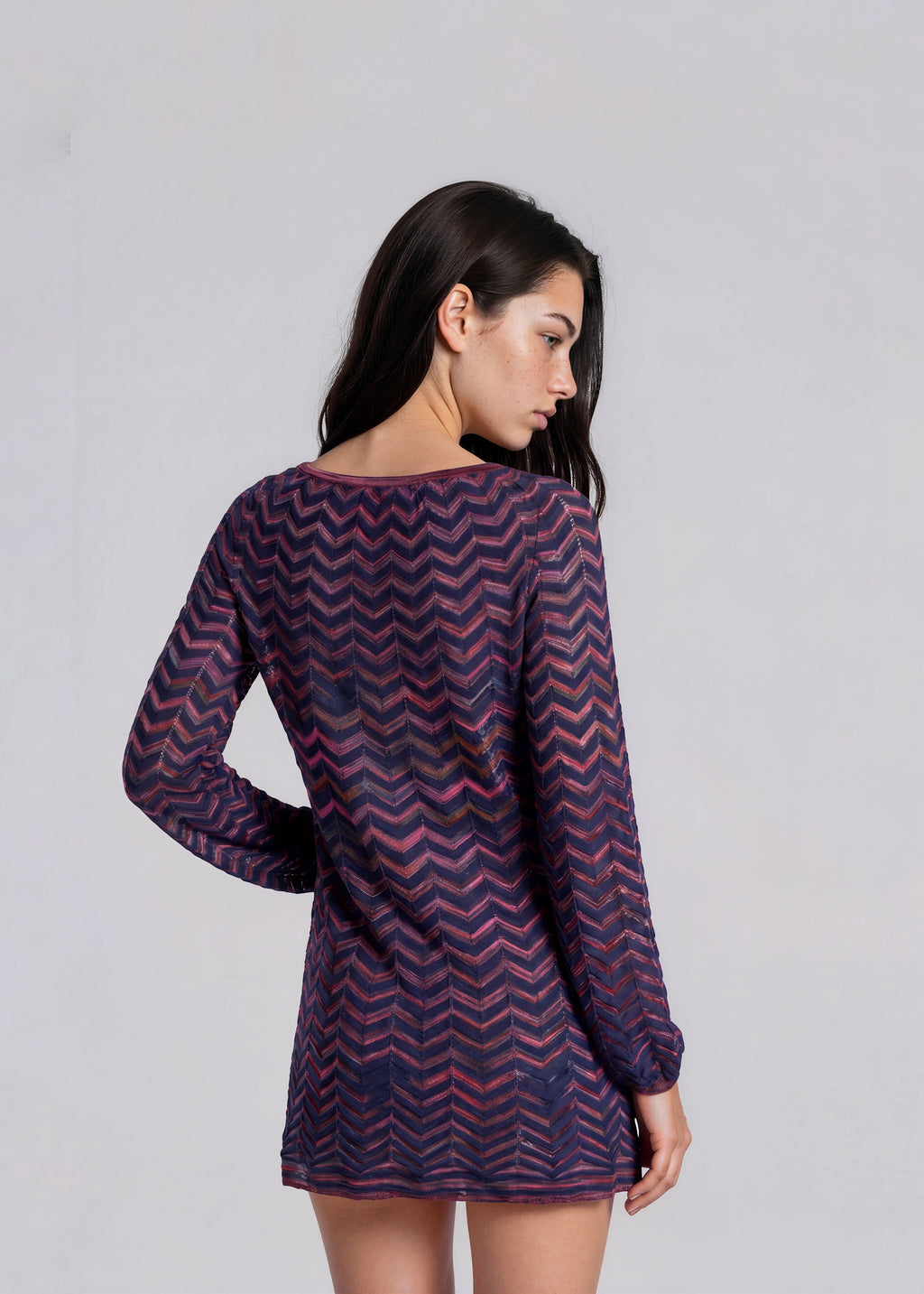 Missoni Navy and Pink Long Sleeve Dress