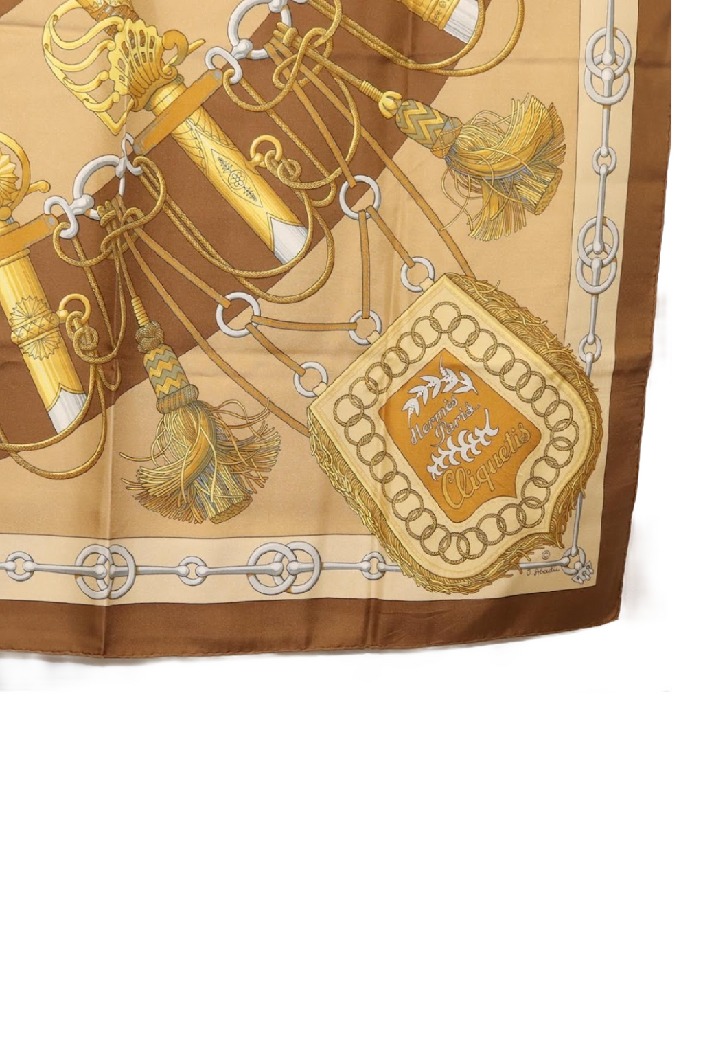 Hermès Brown and Gold Scarf