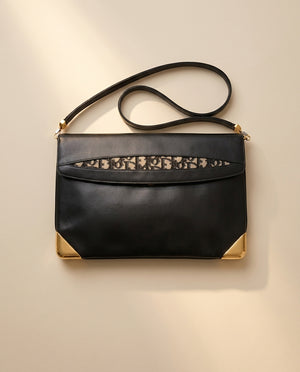 Dior Black Leather Trotter Shoulder Bag