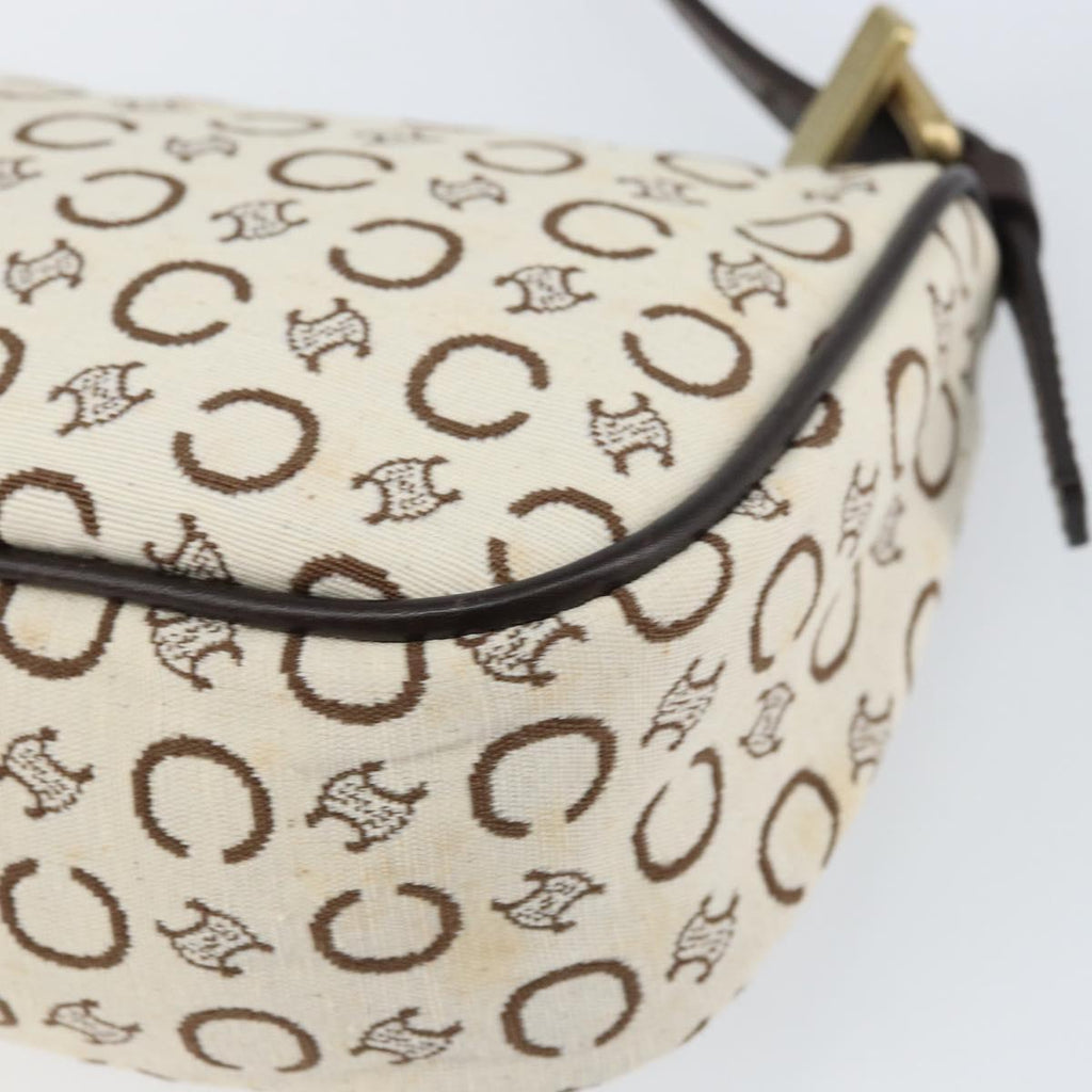 Celine White and Brown Monogram Shoulder Bag