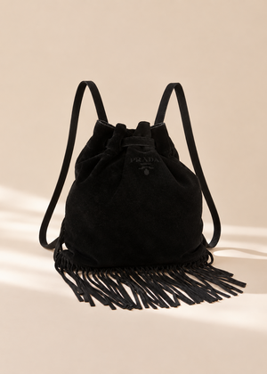 Prada Black Suede Fringe Backpack