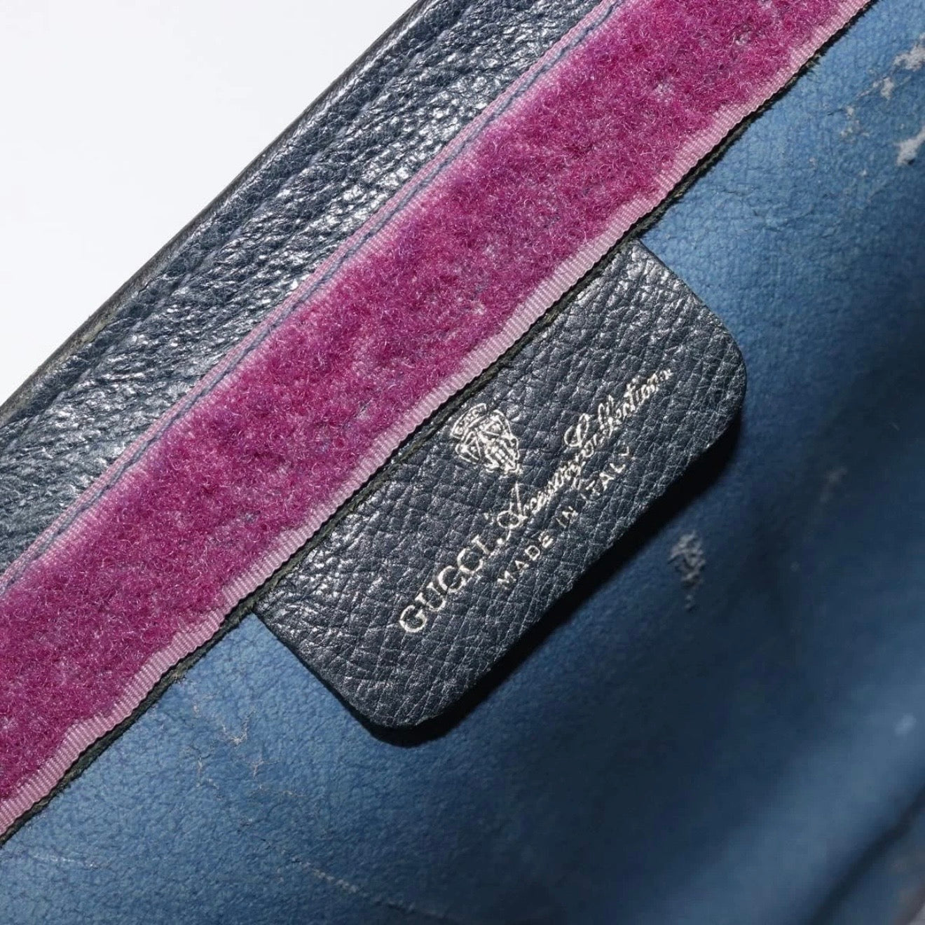 Gucci Navy Monogram Sherry Line Clutch