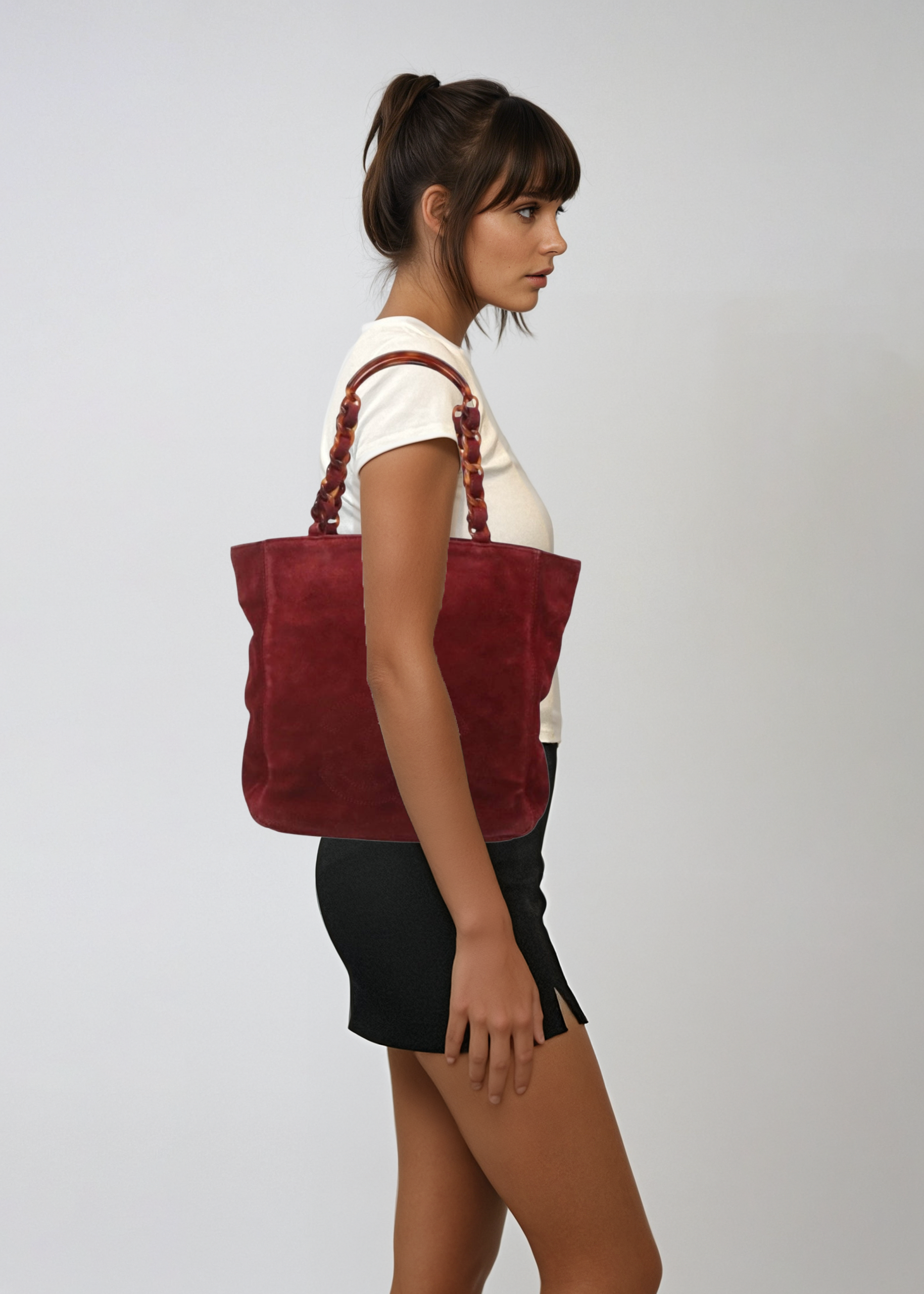 Chanel Red Suede Tote