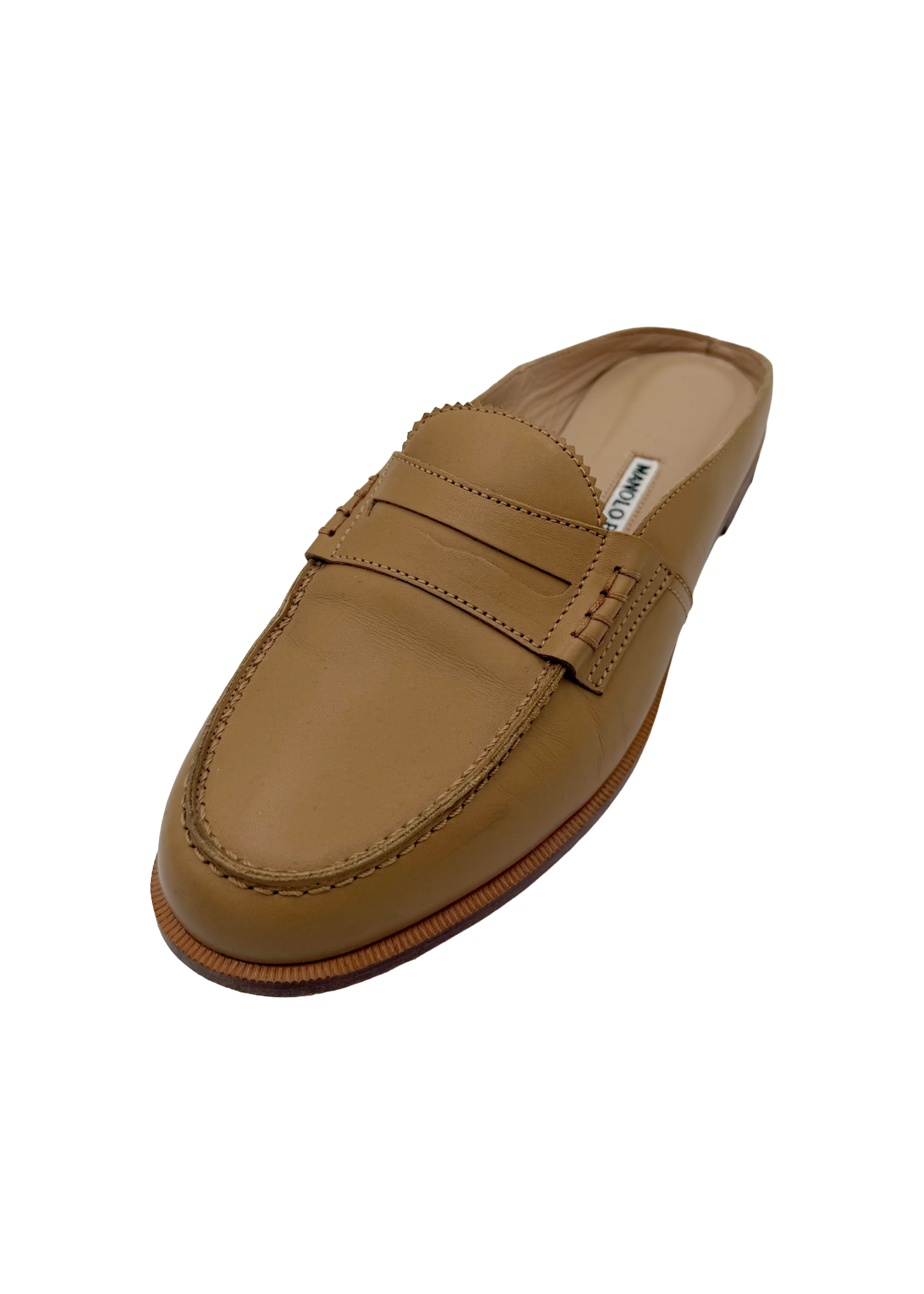Manolo Blahnik Nude Mule Loafers