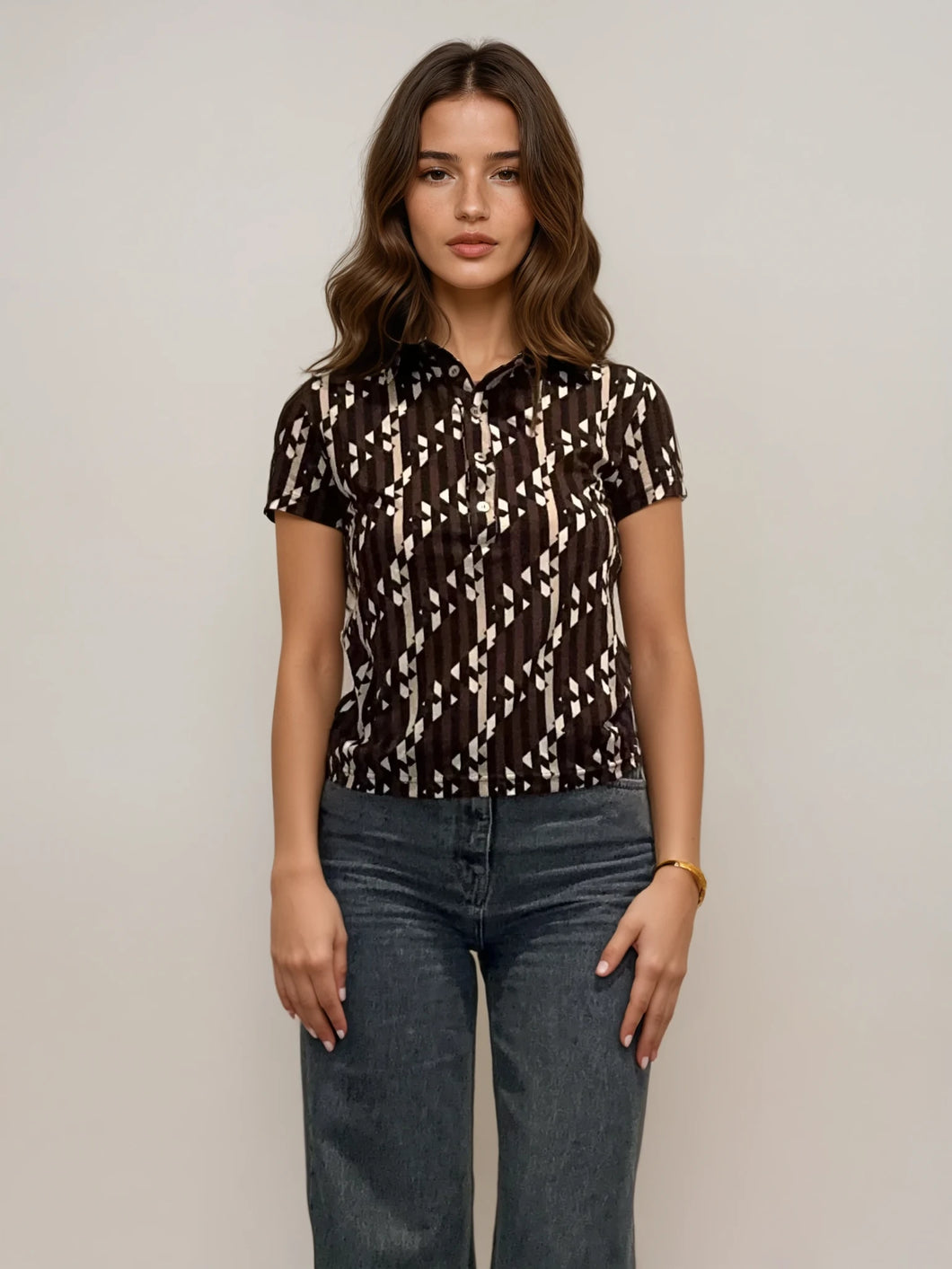 Fendi Brown Monogram Polo