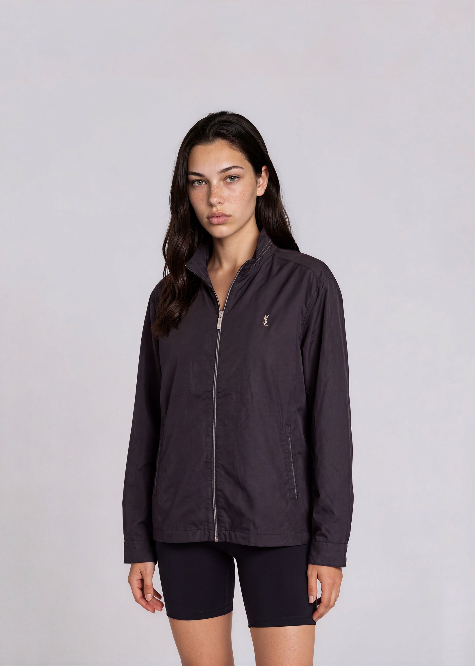 YSL Black Windbreaker Contrast Stitch Bomber