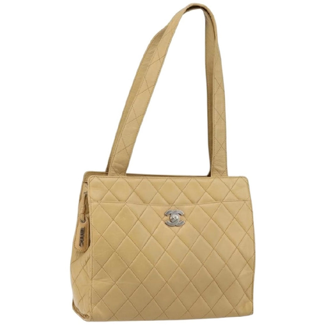 Chanel Tan Leather Quilted Tote