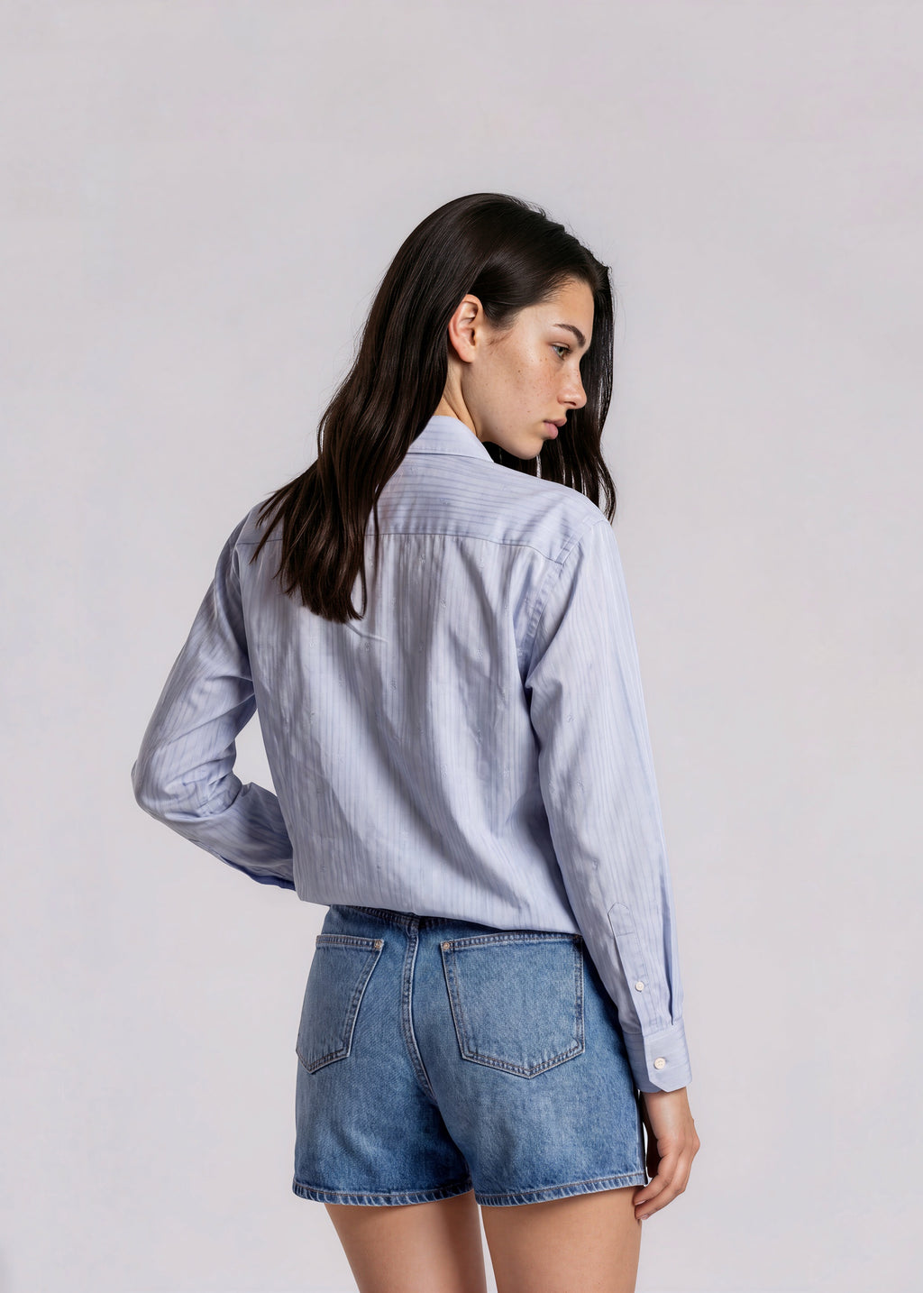YSL Blue Monogram Button Down