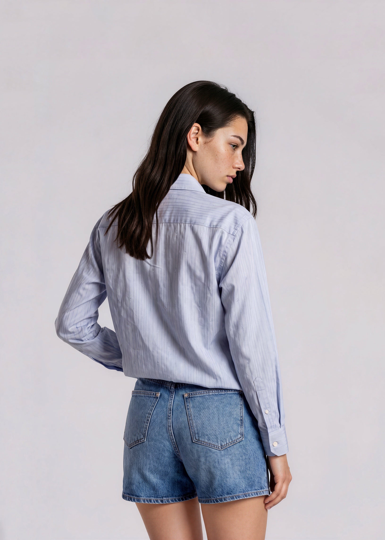 YSL Blue Monogram Button Down