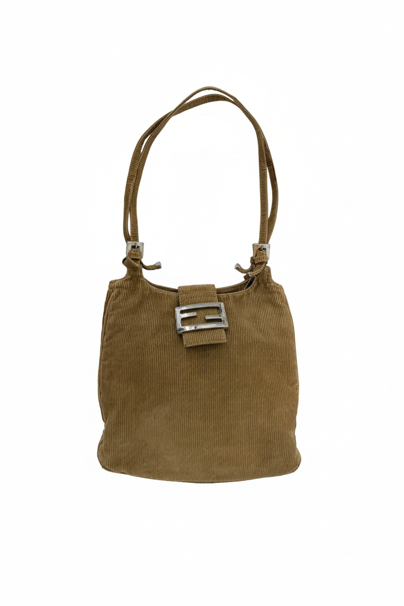 Fendi Tan Corduroy Shoulder Baguette