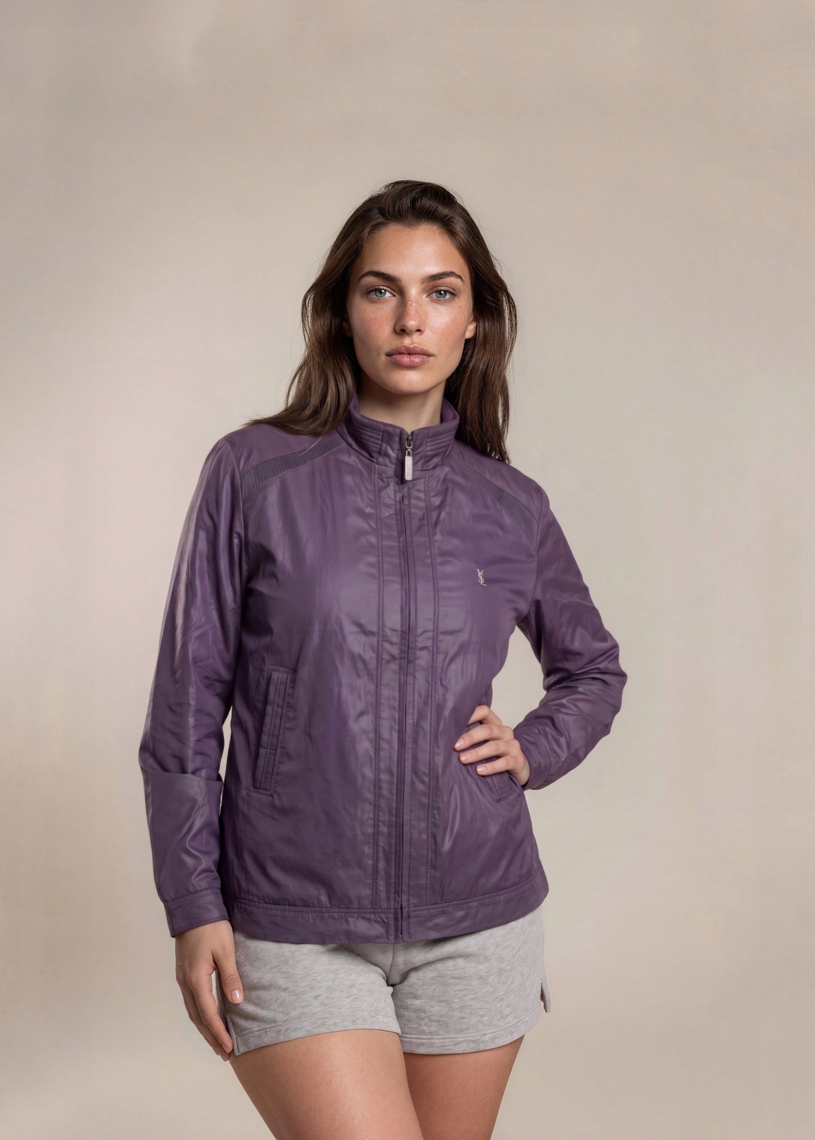 YSL Purple Metallic Windbreaker Bomber