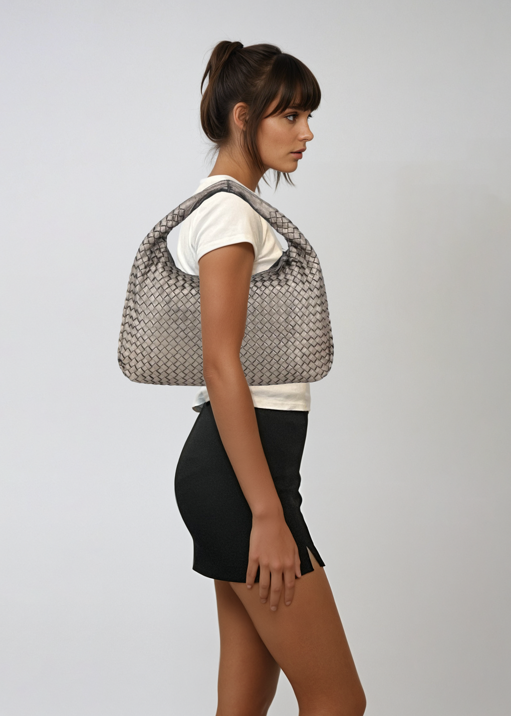 Bottega Veneta Gunmetal Hobo Bag